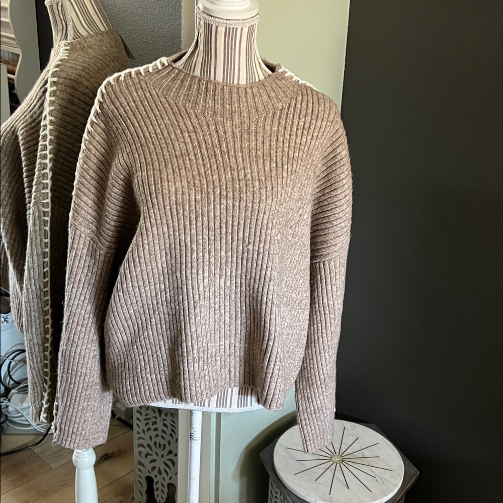 NWT Halogen Ribbed Knit Sweater XL in Taupe - Picture 3 of 11